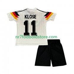 Tyskland Trøje Klose 11 1990 Retro Børn Hjemmebane Fodboldsæt Kortærmet