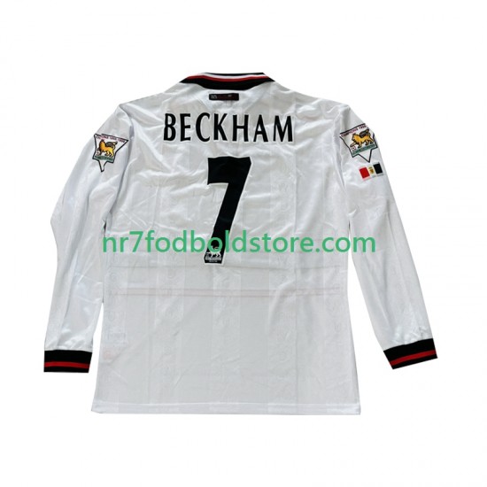 Manchester United Trøje Beckham 7 Retro Mænd Udebane Fodboldsæt 1998 1999 Langærmet
