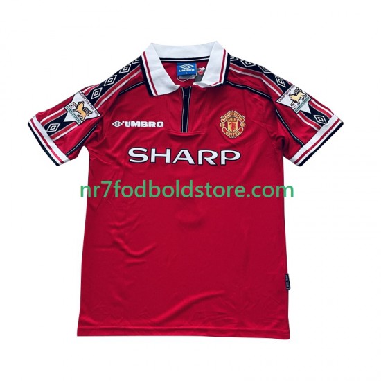Manchester United Trøje Beckham 7 Retro Mænd Hjemmebane Fodboldsæt 1998 1999 Kortærmet