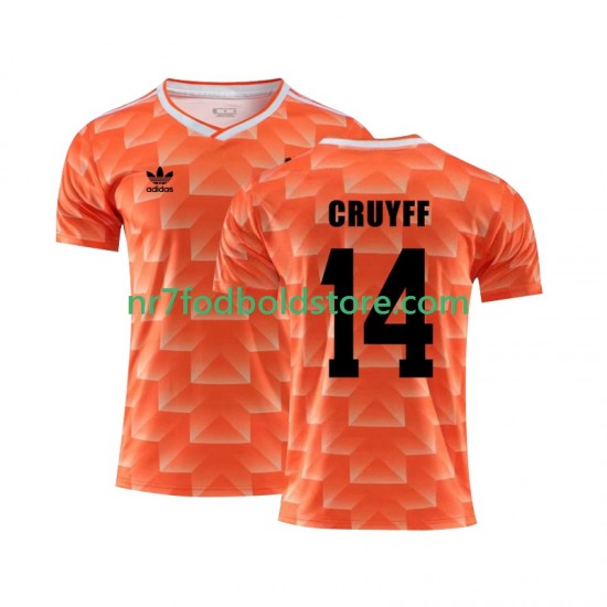 Holland Trøje Cruyff 14 1988 Retro Mænd Hjemmebane Fodboldsæt Kortærmet