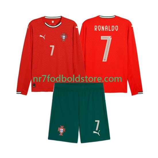 Portugal Trøje Crstiano Roanldo 7 Børn Hjemmebane Fodboldsæt 2025 Langærmet