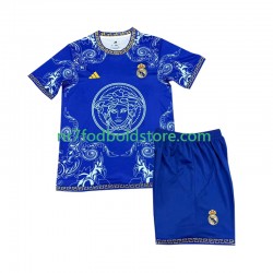 Real Madrid Trøje Versace Blue Edition Børn Hjemmebane Fodboldsæt 2024-2025 Kortærmet