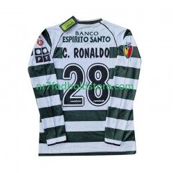 Sporting CP Trøje Cristiano Ronaldo 28 2001 2003 Retro Mænd Hjemmebane Fodboldsæt Langærmet