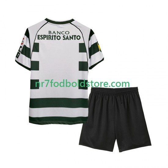 Sporting CP Trøje 2001 2003 Retro Børn Hjemmebane Fodboldsæt Kortærmet