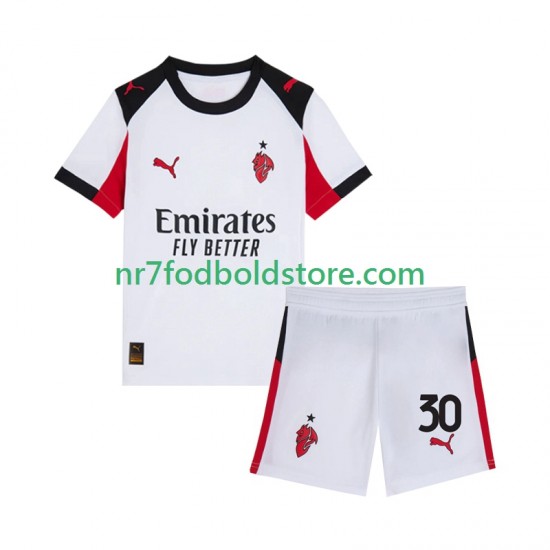 AC Milan Trøje Ardon Jashari 30 Børn Udebane Fodboldsæt 2025-2026 Kortærmet