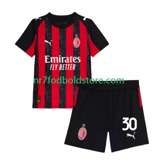 AC Milan Trøje Ardon Jashari 30 Børn Hjemmebane Fodboldsæt 2025-2026 Kortærmet