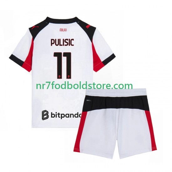 AC Milan Trøje Christian Pulisic 11 Børn Udebane Fodboldsæt 2025-2026 Kortærmet