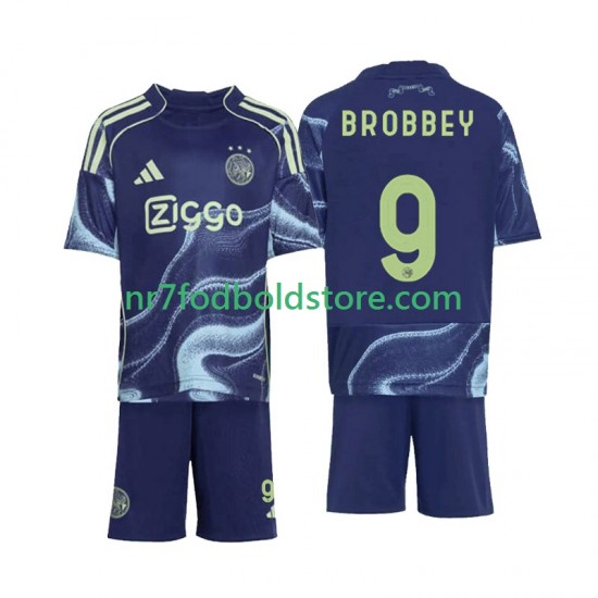 AFC Ajax Trøje Brian Brobbey 9 Børn Udebane Fodboldsæt 2025-2026 Kortærmet