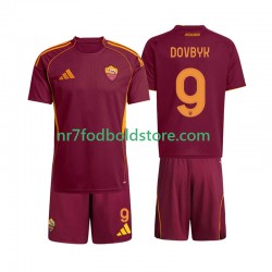 AS Roma Trøje Artem Dovbyk 9 Børn Hjemmebane Fodboldsæt 2025-2026 Kortærmet