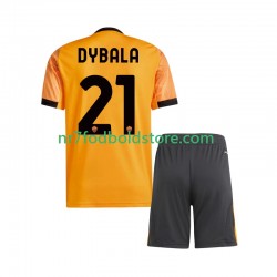 AS Roma Trøje Dybala 21 Børn Udebane Fodboldsæt 2025-2026 Kortærmet