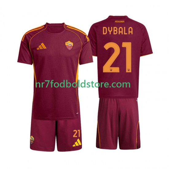 AS Roma Trøje Dybala 21 Børn Hjemmebane Fodboldsæt 2025-2026 Kortærmet