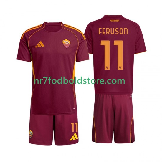 AS Roma Trøje Evan Ferguson 11 Børn Hjemmebane Fodboldsæt 2025-2026 Kortærmet
