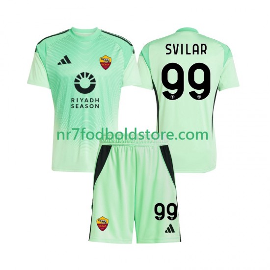 AS Roma Trøje Mile Svilar 99 Målmand Børn Udebane Fodboldsæt 4. Valg Fodboldsæt 2025-2026 Kortærmet