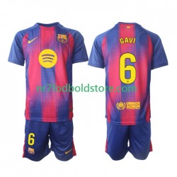 FC Barcelona Trøje Gavi 6 Børn Hjemmebane Fodboldsæt 2025-2026 Kortærmet