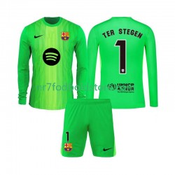 FC Barcelona Trøje Ter Stegen 1 Målmand Børn Hjemmebane Fodboldsæt 2025-2026 Langærmet