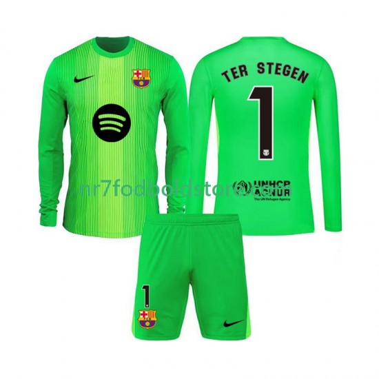FC Barcelona Trøje Ter Stegen 1 Målmand Børn Hjemmebane Fodboldsæt 2025-2026 Langærmet