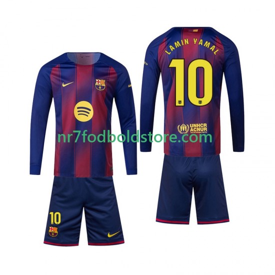FC Barcelona Trøje Lamine Yamal 10 Børn Hjemmebane Fodboldsæt 2025-2026 Langærmet