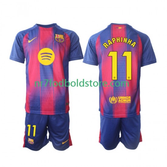FC Barcelona Trøje Raphinha 11 Børn Hjemmebane Fodboldsæt 2025-2026 Kortærmet