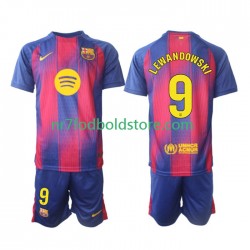 FC Barcelona Trøje Robert Lewandowski 9 Børn Hjemmebane Fodboldsæt 2025-2026 Kortærmet