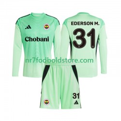 Trøje Fenerbahce Ederson Moraes 31 Målmand Børn Udebane Fodboldsæt 2025-2026 Langærmet