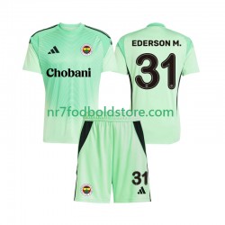Trøje Fenerbahce Ederson Moraes 31 Målmand Børn Udebane Fodboldsæt 2025-2026 Kortærmet
