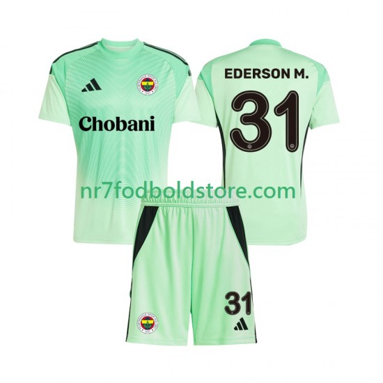 Trøje Fenerbahce Ederson Moraes 31 Målmand Børn Udebane Fodboldsæt 2025-2026 Kortærmet