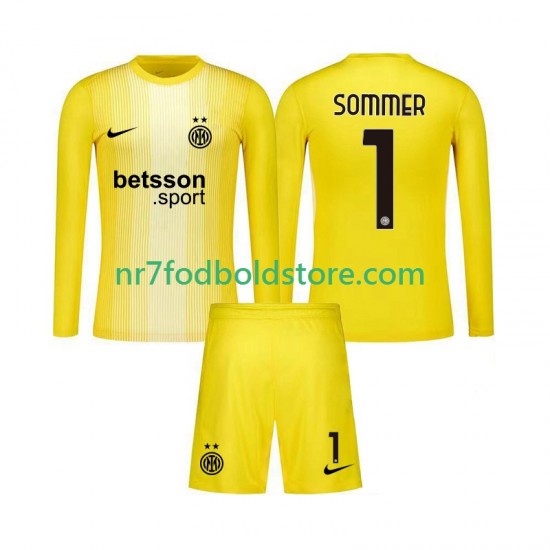 Inter Milan Trøje Yann Sommer 1 Målmand Børn Udebane Fodboldsæt 2025-2026 Langærmet