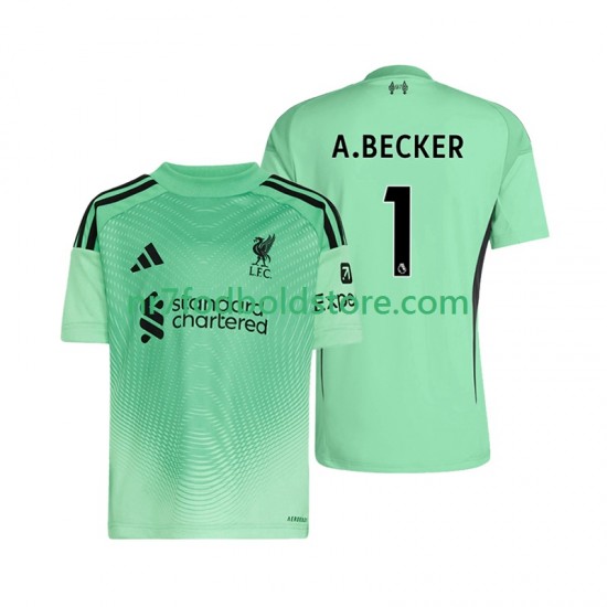 Liverpool Trøje Alisson Becker 1 Målmand Mænd Hjemmebane Fodboldsæt 2025-2026 Kortærmet