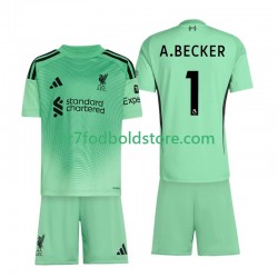 Liverpool Trøje Alisson Becker 1 Målmand Børn Hjemmebane Fodboldsæt 2025-2026 Kortærmet