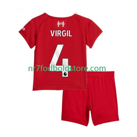 Liverpool Trøje Virgil van Dijk 4 Børn Hjemmebane Fodboldsæt 2025-2026 Kortærmet