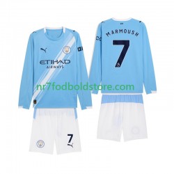 Manchester City Trøje Omar Marmoush 7 Børn Hjemmebane Fodboldsæt 2025-2026 Langærmet