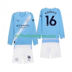 Manchester City Trøje Rodrigo Hernandez 16 Børn Hjemmebane Fodboldsæt 2025-2026 Langærmet