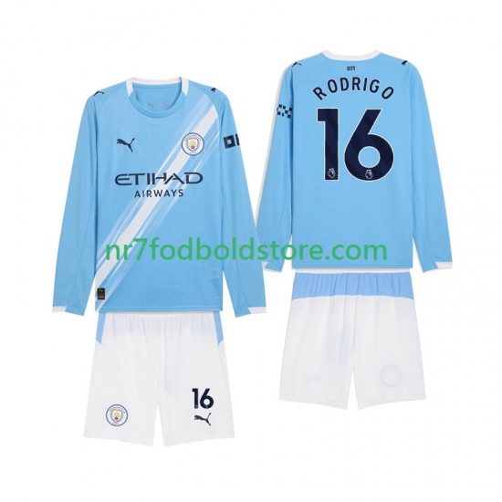 Manchester City Trøje Rodrigo Hernandez 16 Børn Hjemmebane Fodboldsæt 2025-2026 Langærmet