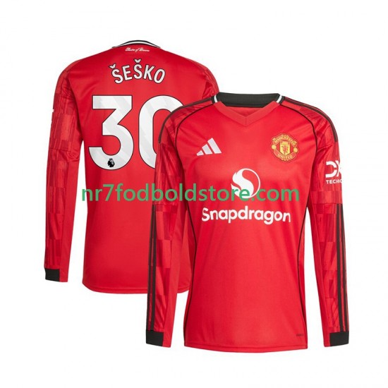Manchester United Trøje Benjamin Sesko 30 Mænd Hjemmebane Fodboldsæt 2025-2026 Langærmet