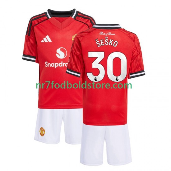 Manchester United Trøje Benjamin Sesko 30 Børn Hjemmebane Fodboldsæt 2025-2026 Kortærmet