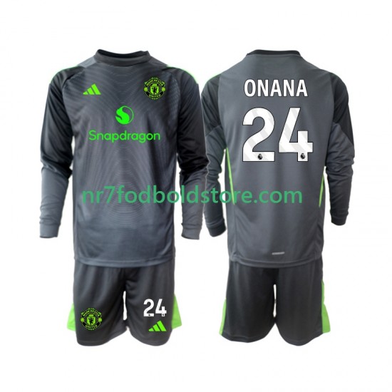 Manchester United Trøje Andre Onana 24 Målmand Børn Udebane Fodboldsæt 2025-2026 Langærmet