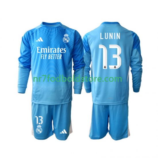 Real Madrid Trøje Andriy Lunin 13 Målmand Børn Hjemmebane Fodboldsæt 2025-2026 Langærmet
