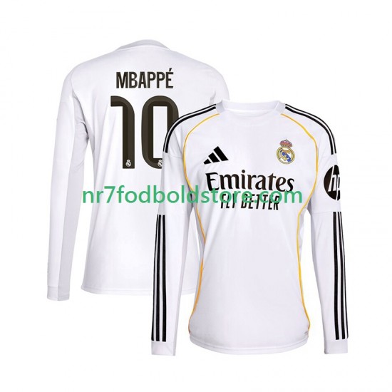 Real Madrid Trøje Mbappé Kylian 10 Mænd Hjemmebane Fodboldsæt 2025-2026 Langærmet
