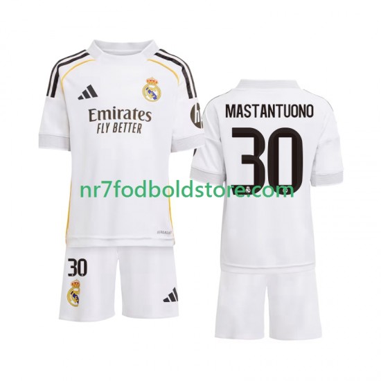 Real Madrid Trøje Mastantuono 30 Børn Hjemmebane Fodboldsæt 2025-2026 Kortærmet