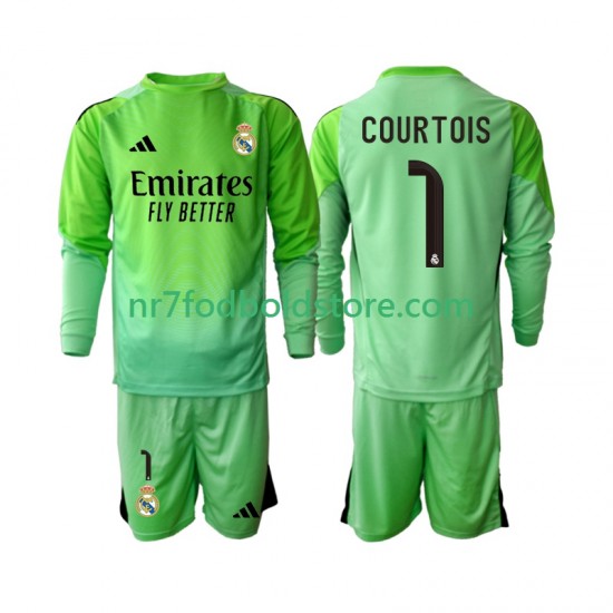 Real Madrid Trøje Thibaut Courtois 1 Børn Udebane Fodboldsæt 2025-2026 Langærmet