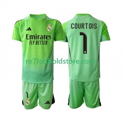 Real Madrid Trøje Thibaut Courtois 1 Børn Udebane Fodboldsæt 2025-2026 Kortærmet