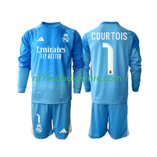 Real Madrid Trøje Thibaut Courtois 1 Børn Hjemmebane Fodboldsæt 2025-2026 Langærmet