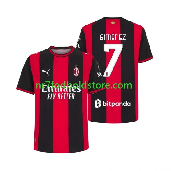 AC Milan Trøje Gimenez 7 Mænd Hjemmebane Fodboldsæt 2026-2027 Kortærmet