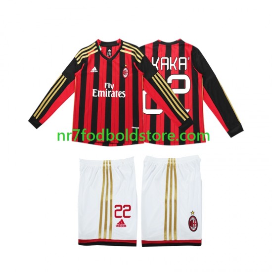 AC Milan Trøje Kaka 22 2013 2014 Retro Børn Hjemmebane Fodboldsæt Langærmet