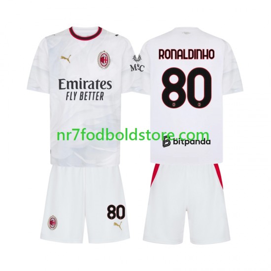 AC Milan Trøje Ronaldinho 80 Børn Udebane Fodboldsæt 2026-2027 Kortærmet