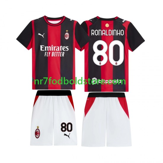 AC Milan Trøje Ronaldinho 80 Børn Hjemmebane Fodboldsæt 2026-2027 Kortærmet