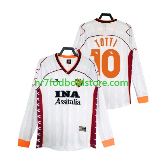 AS Roma Trøje Totti 10 2000 Retro Mænd Udebane Fodboldsæt 1999 Langærmet