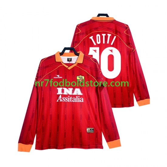 AS Roma Trøje Totti 10 2000 Retro Mænd Hjemmebane Fodboldsæt 1999 Langærmet