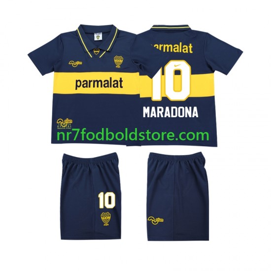 CA Boca Juniors Trøje MARADONA 10 1993 1995 Retro Børn Hjemmebane Fodboldsæt Kortærmet