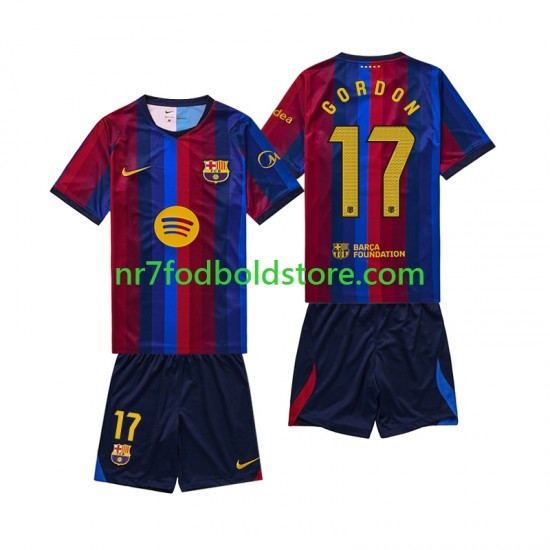 FC Barcelona Trøje Anthony Gordon 17 Børn Hjemmebane Fodboldsæt 2026-2027 Kortærmet